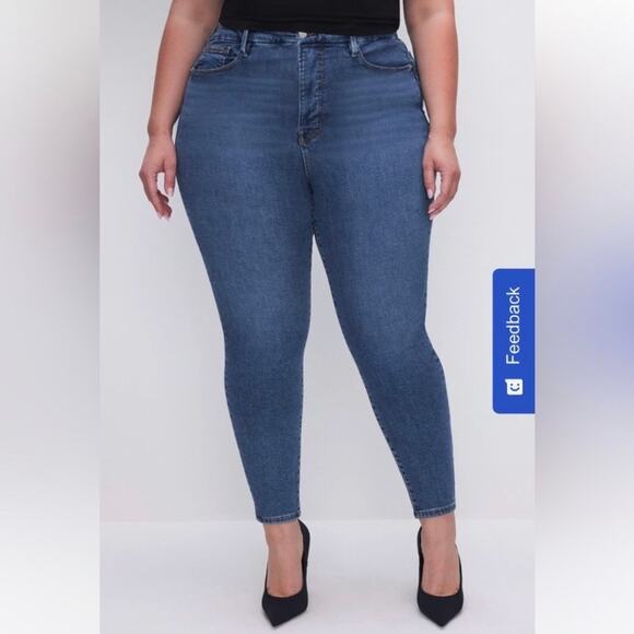 Good American Sz 18 Good Legs Skinny Cropped Jeans Mid Wash Bareback Stretchy - Picture 1 of 16